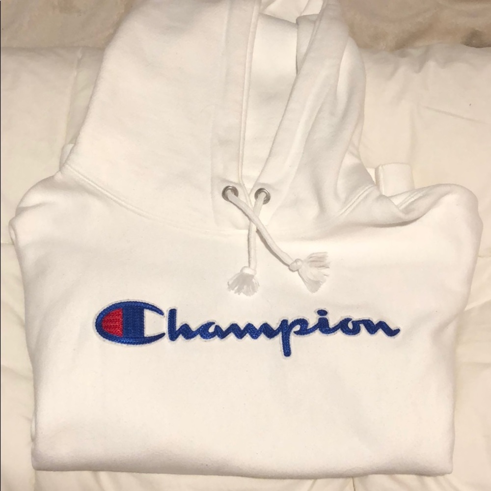 CHAMPION reverse weave white hoodie